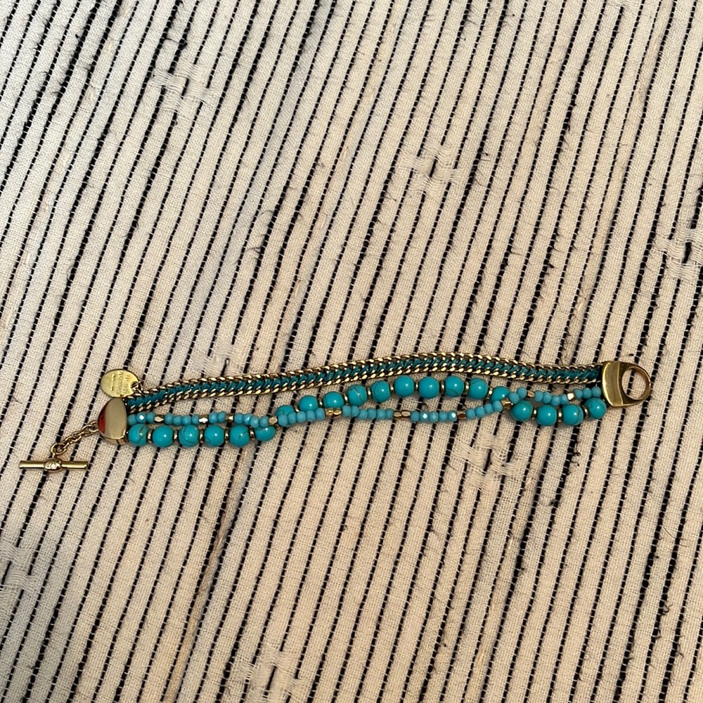 Henri Bendel limited edition turquoise and gold beaded wrap bracelet